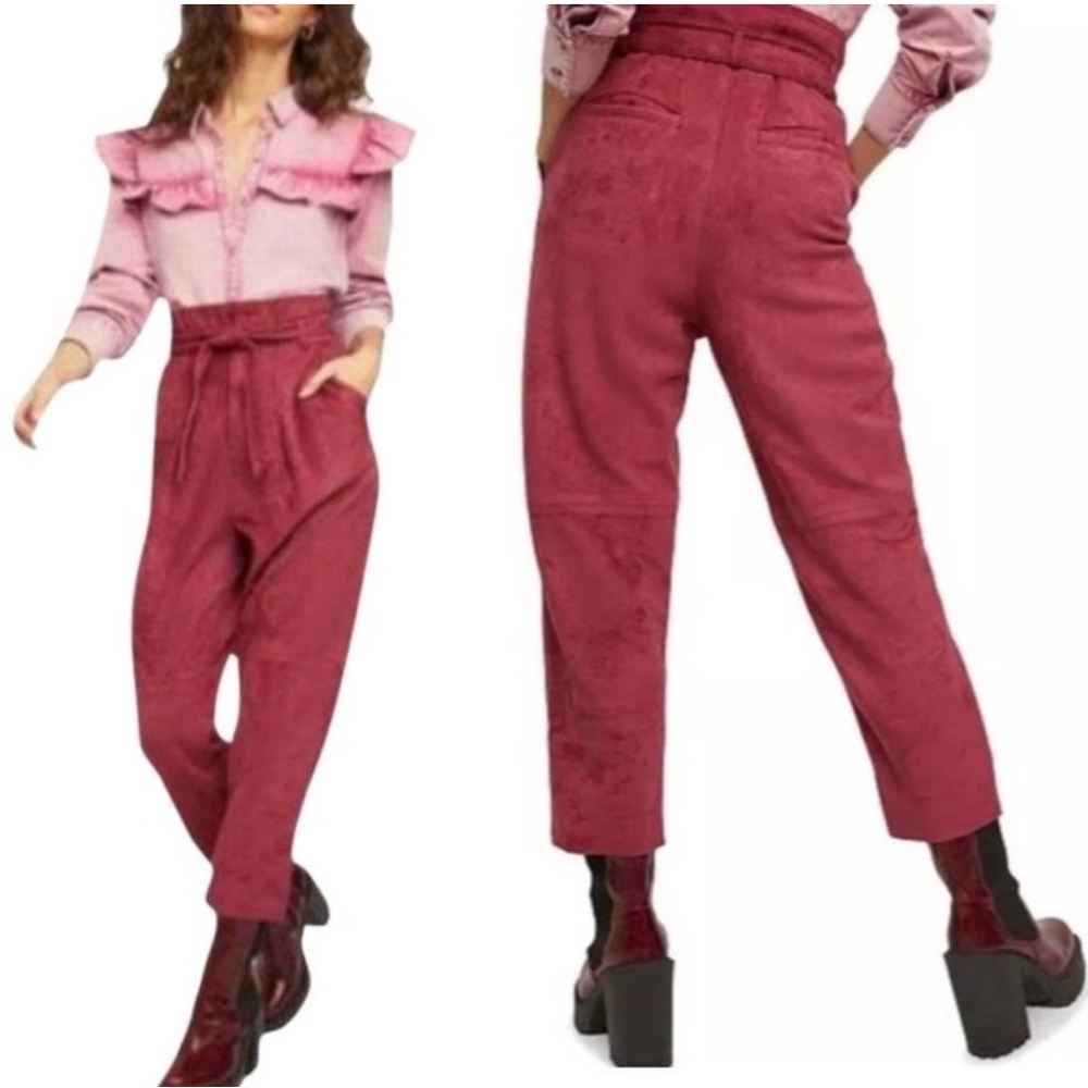 Free People Vegan Suede Nightfall Belted Cropped Pants (Size 2)